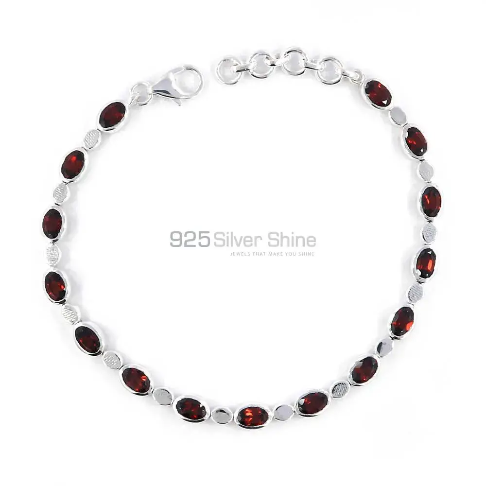 Top Quality 925 Fine Silver Bracelets Suppliers In Garnet Gemstone Jewelry 925SB119