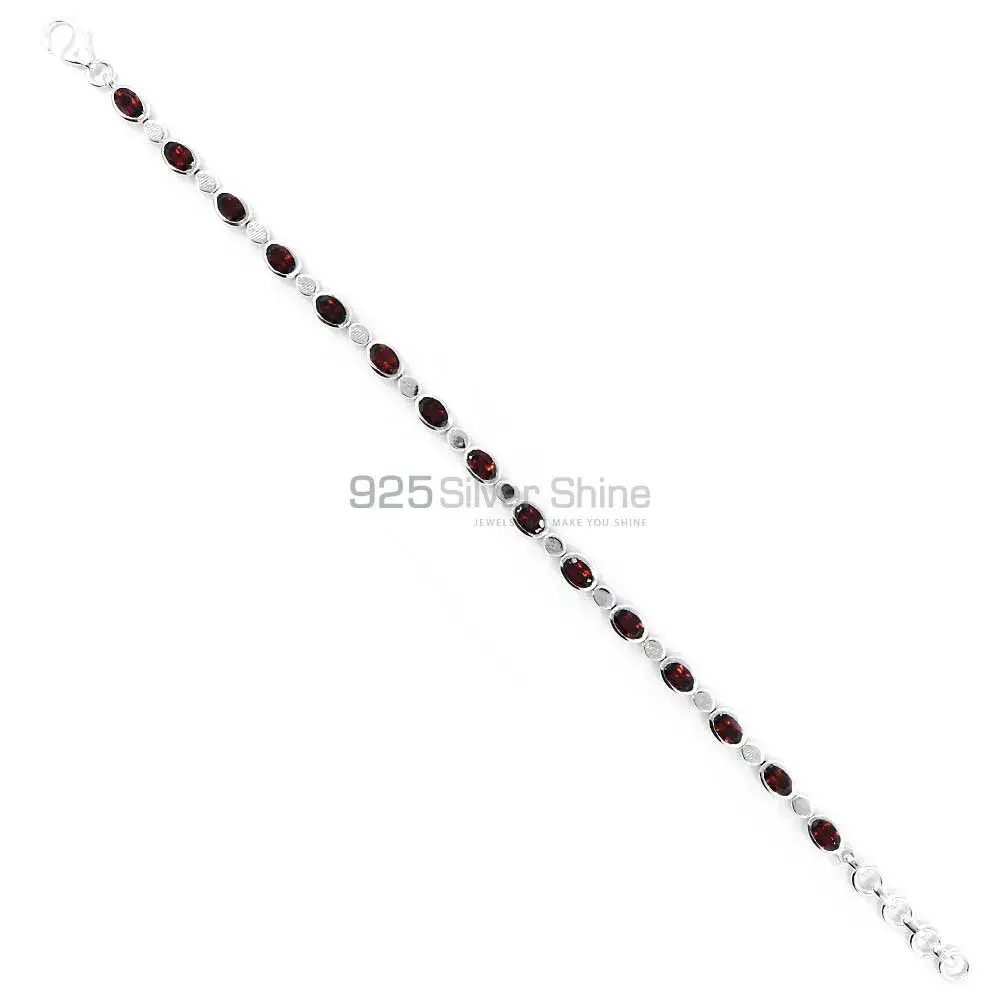 925 Fine Silver Bracelets In Garnet Gemstone Jewelry 925SB119_0