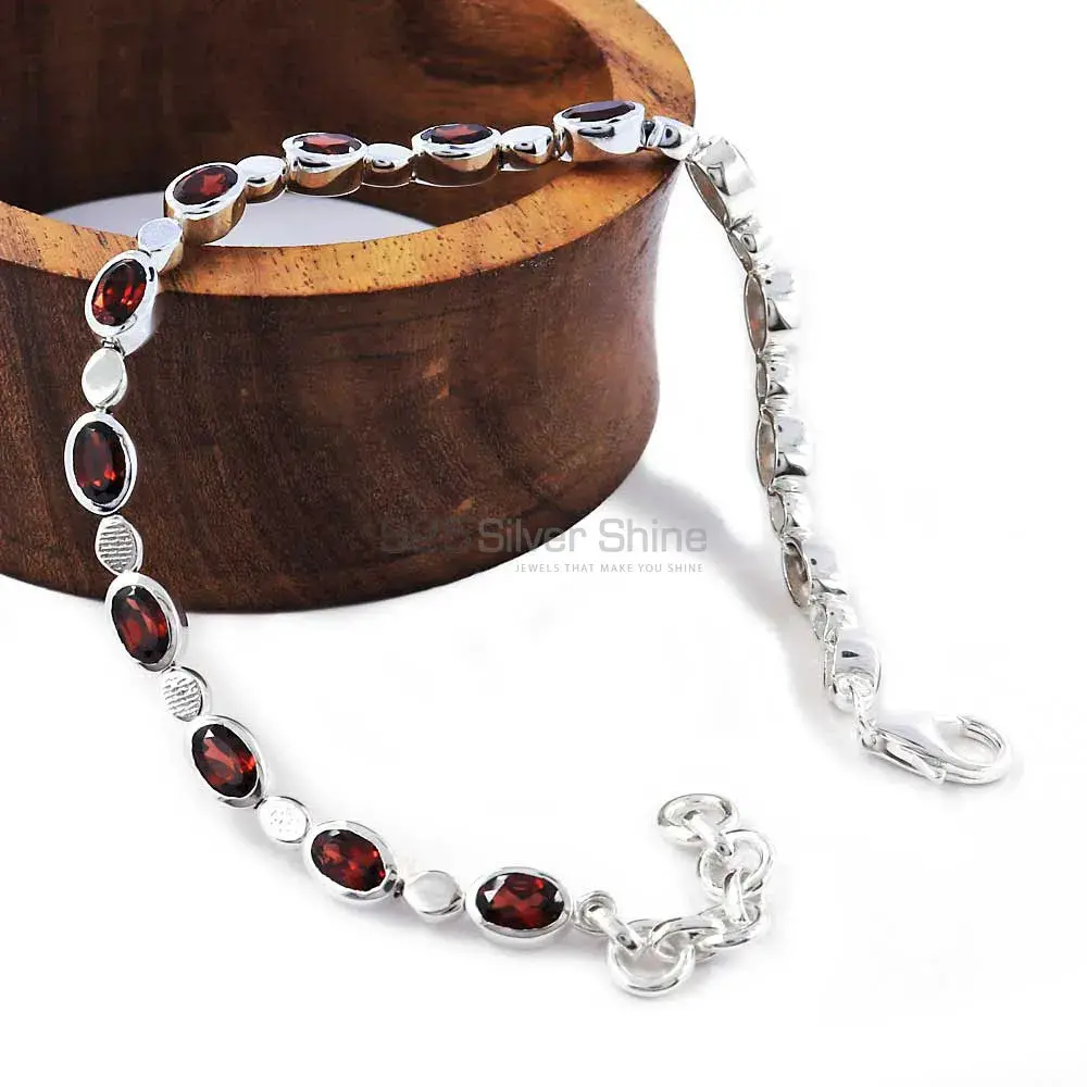 Top Quality 925 Fine Silver Bracelets Suppliers In Garnet Gemstone Jewelry 925SB119_1