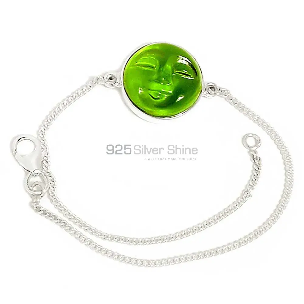Top Quality 925 Fine Silver Bracelets Suppliers In Peridot Gemstone Jewelry 925SB303-9