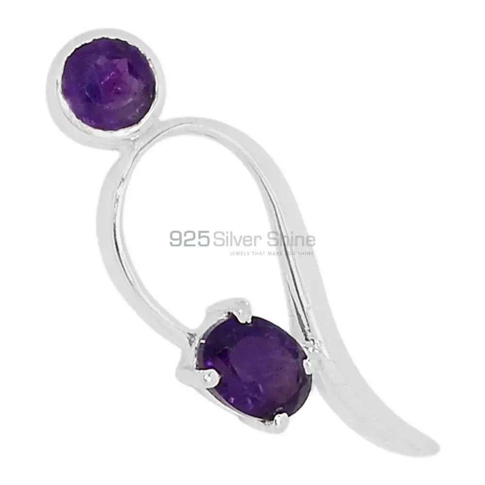 925 Fine Silver Pendants In Amethyst Gemstone Jewelry 925SSP317-1_0