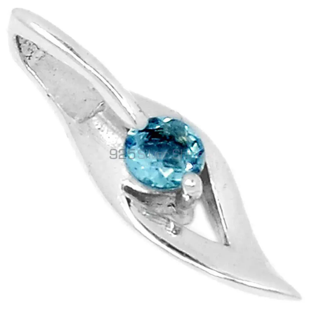 Top Quality 925 Fine Silver Pendants Suppliers In Blue Topaz Gemstone Jewelry 925SP280-5