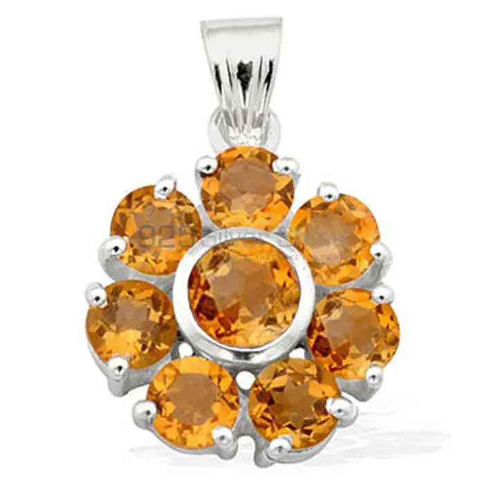 Top Quality 925 Fine Silver Pendants Suppliers In Citrine Gemstone Jewelry 925SP1585