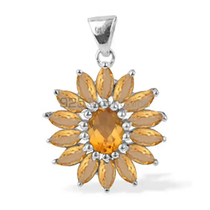 Top Quality 925 Fine Silver Pendants Suppliers In Citrine Gemstone Jewelry 925SP1635