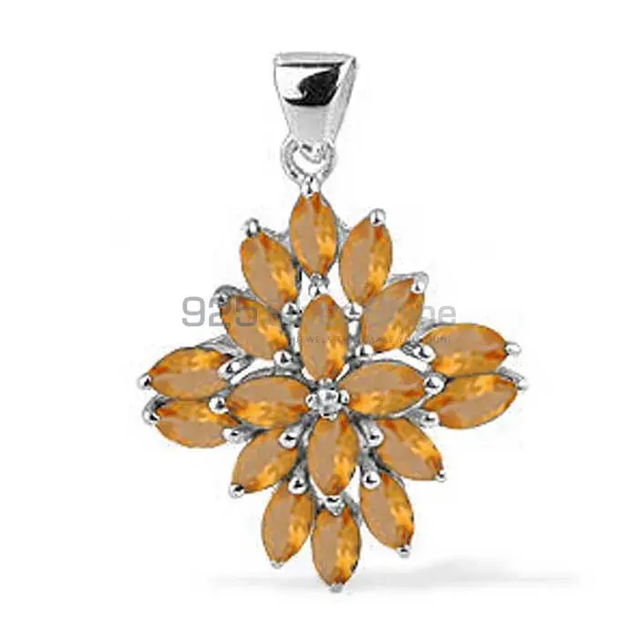 Top Quality 925 Fine Silver Pendants Suppliers In Citrine Gemstone Jewelry 925SP1685