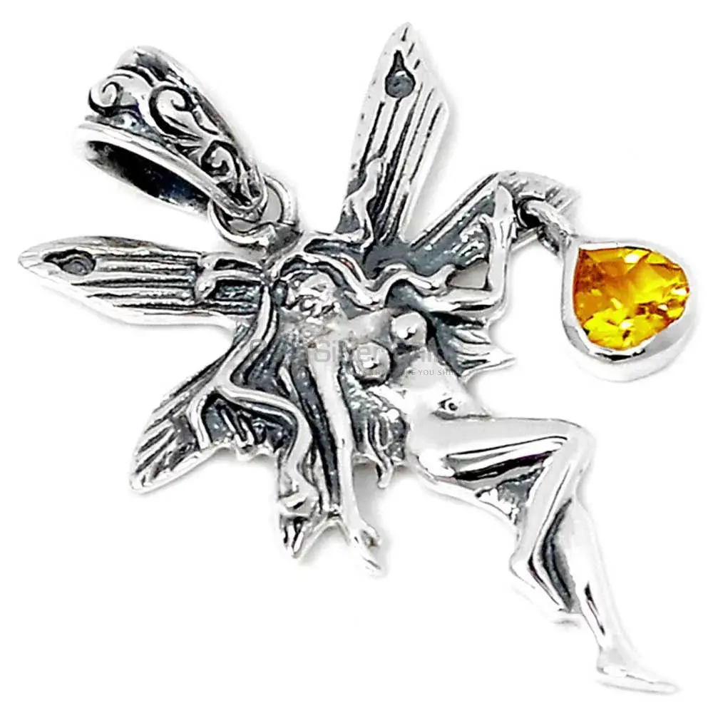 Top Quality 925 Fine Silver Pendants Suppliers In Citrine Gemstone Jewelry 925SSP345-1