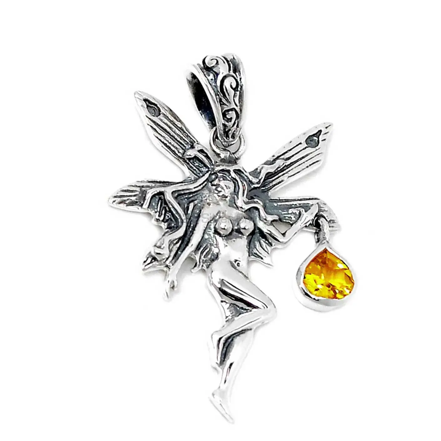 925 Fine Silver Pendants In Citrine Gemstone Jewelry 925SSP345-1_0