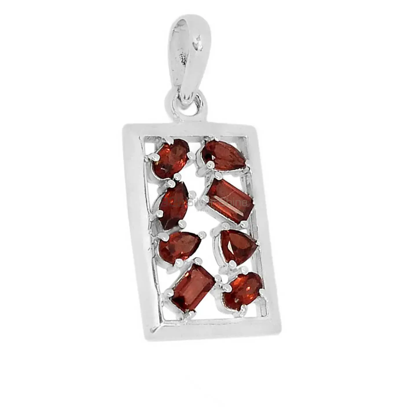 925 Fine Silver Pendants In Garnet Gemstone Jewelry 925SSP305-3_1