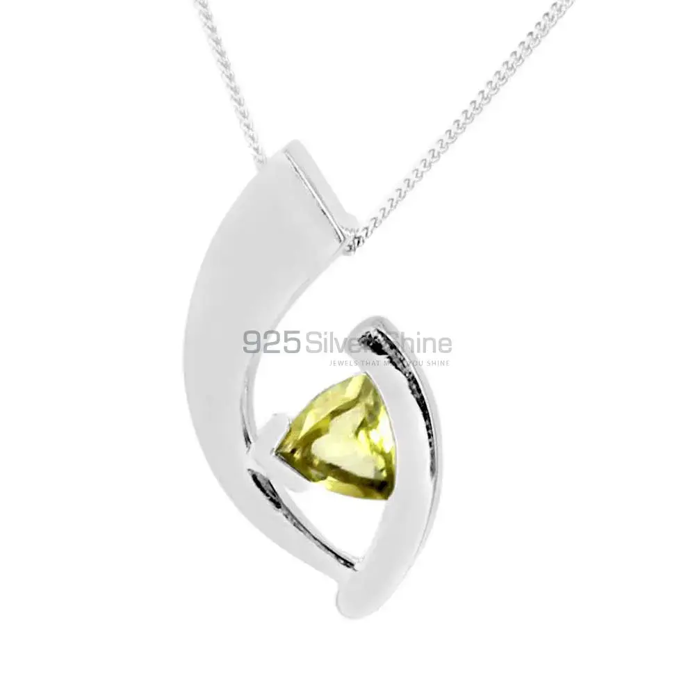 Top Quality 925 Fine Silver Pendants Suppliers In Lemon Quartz Gemstone Jewelry 925SP224-2