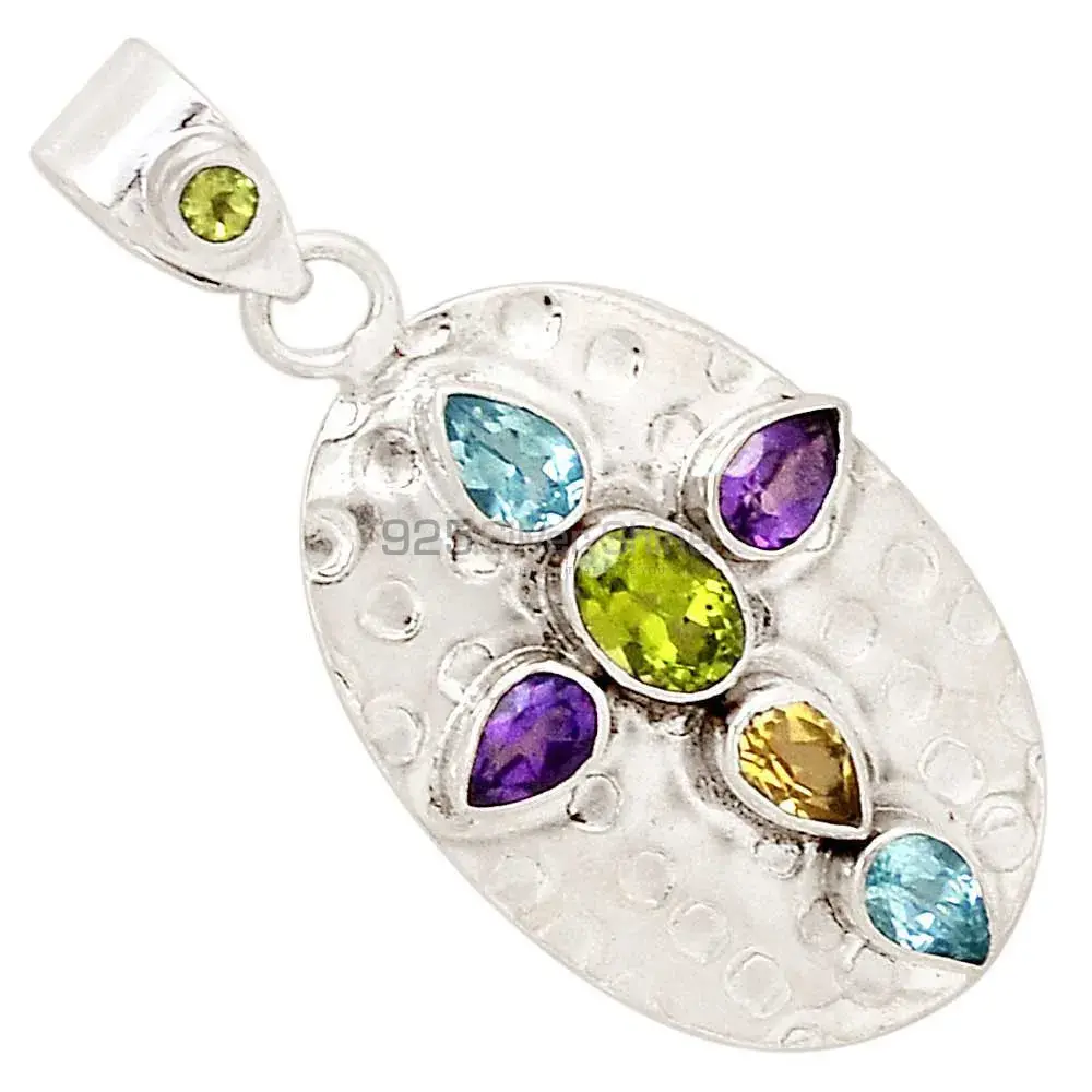 Top Quality 925 Fine Silver Pendants Suppliers In Multi Gemstone Jewelry 925SP112-2