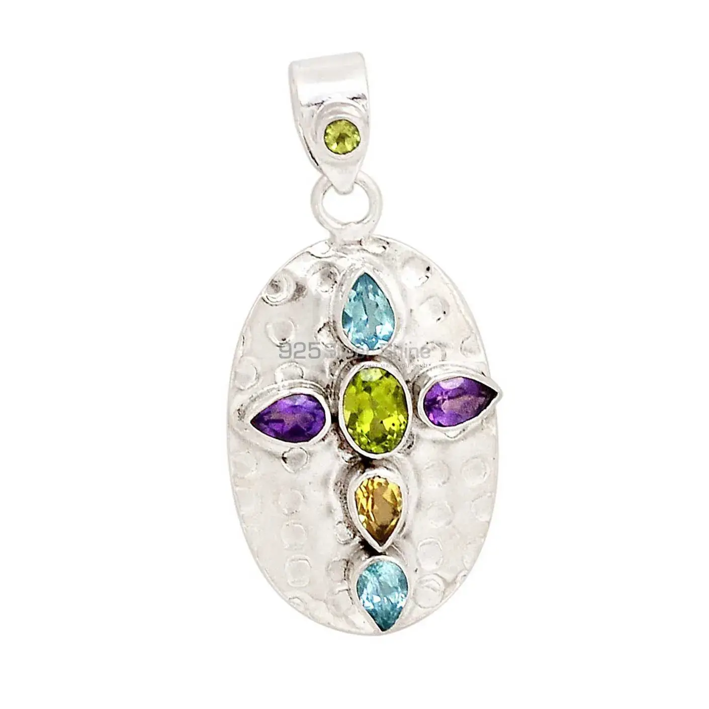 Top Quality 925 Fine Silver Pendants Suppliers In Multi Gemstone Jewelry 925SP112-2_1