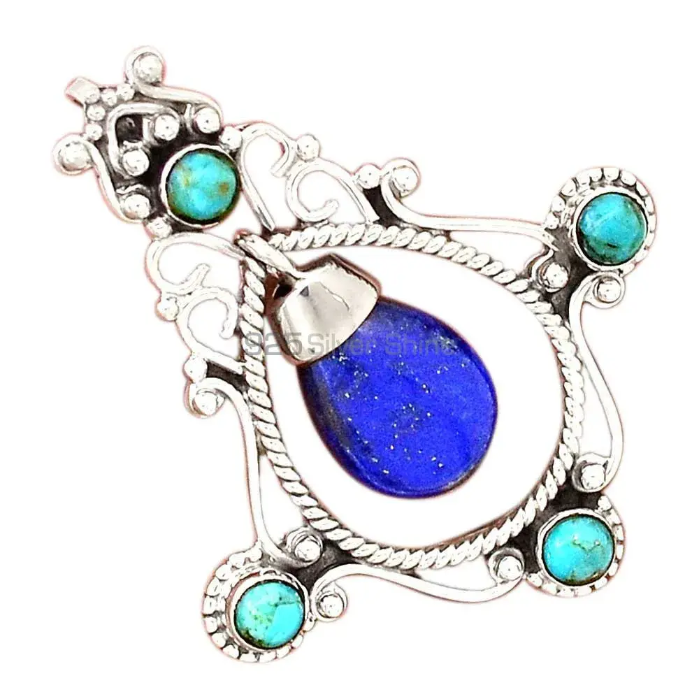 925 Fine Silver Pendants In Multi Gemstone Jewelry 925SP65-5_0