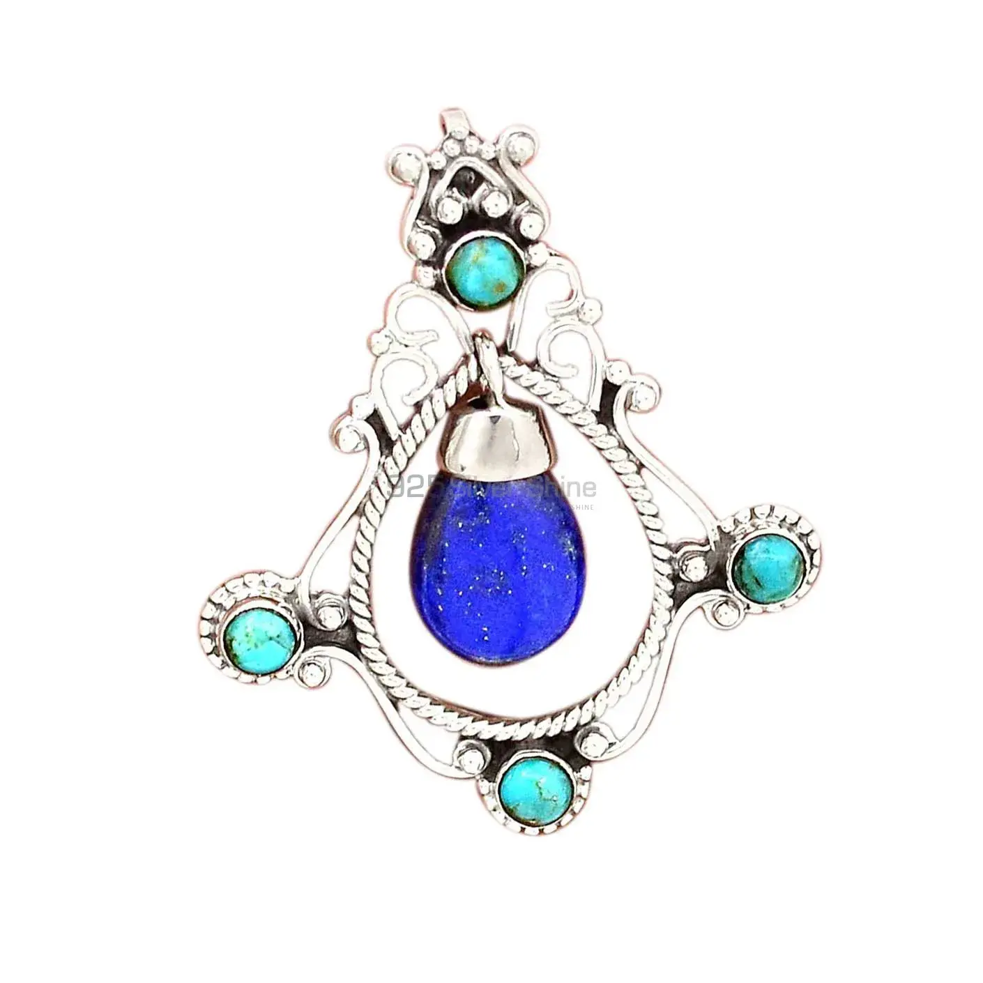 Top Quality 925 Fine Silver Pendants Suppliers In Multi Gemstone Jewelry 925SP65-5_1