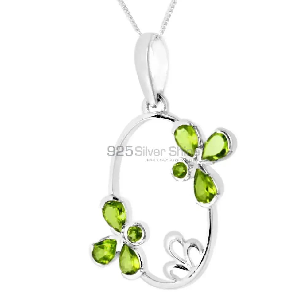 925 Fine Silver Pendants In Peridot Gemstone Jewelry 925SP215-5