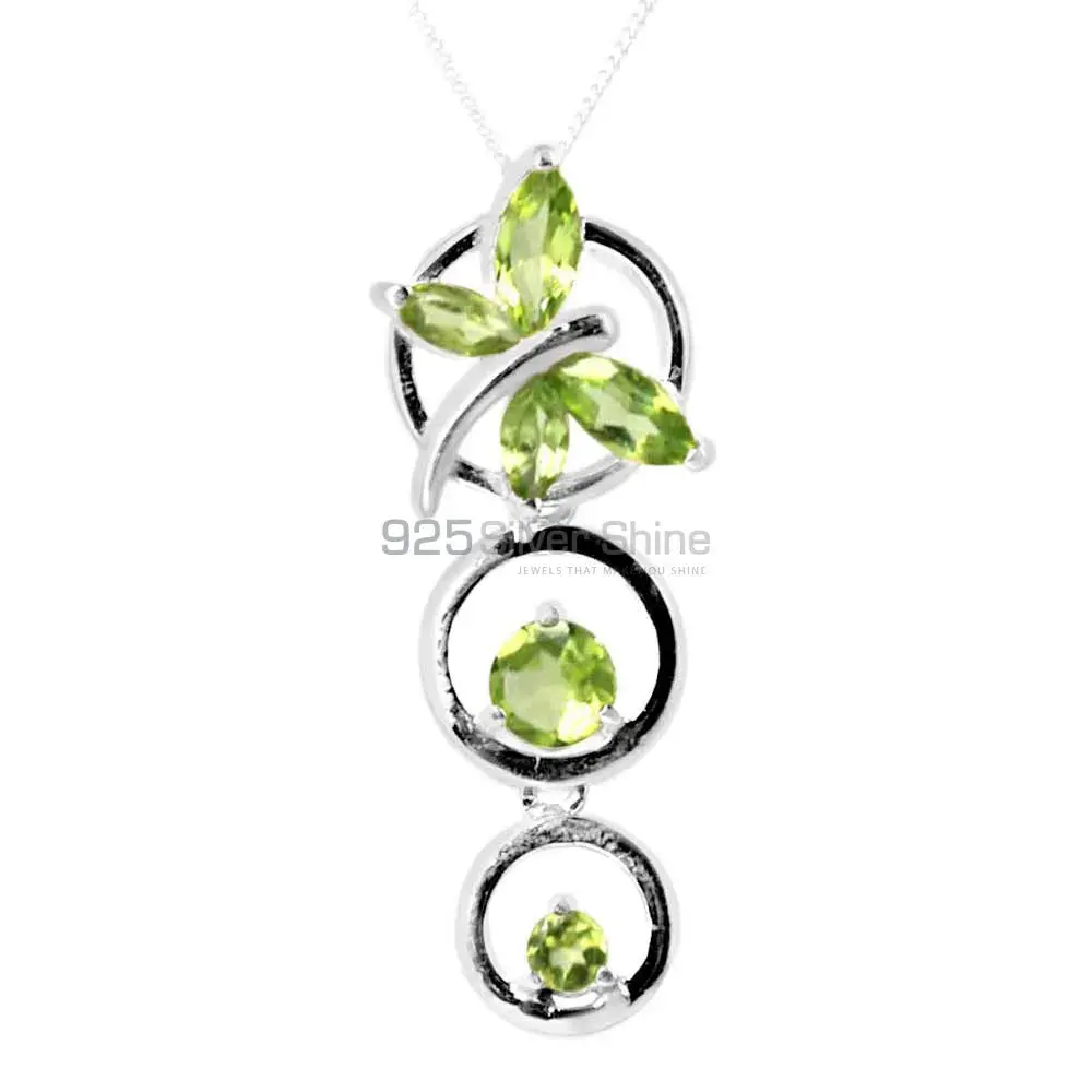 925 Fine Silver Pendants In Peridot Gemstone Jewelry 925SP240-1_0