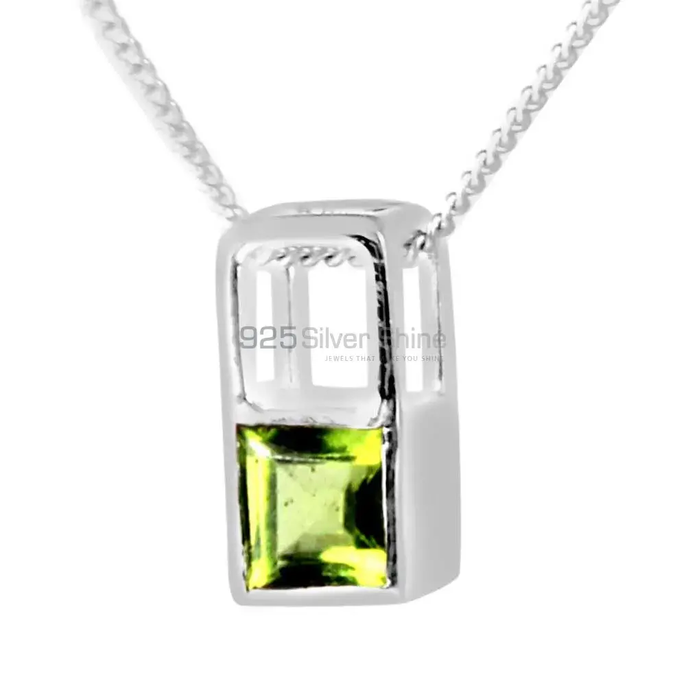 925 Fine Silver Pendants In Peridot Gemstone Jewelry 925SP263-6