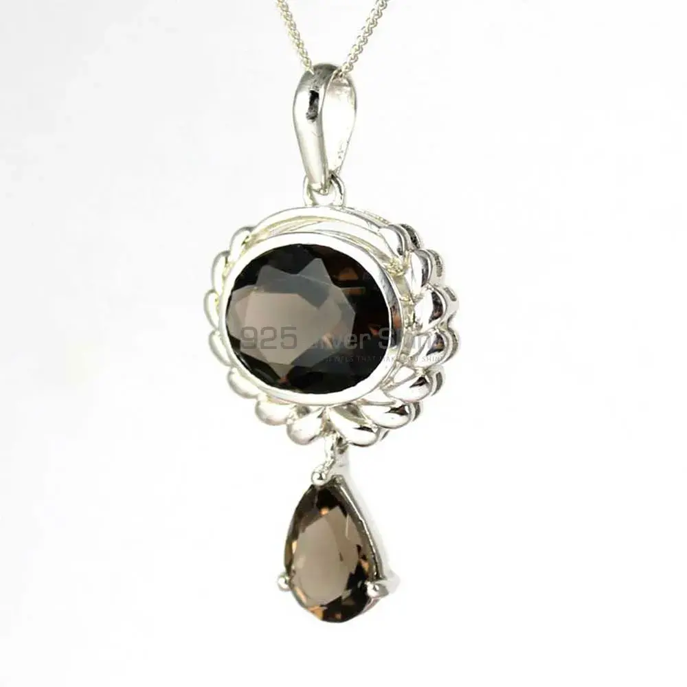 925 Fine Silver Pendants In Smokey Gemstone Jewelry 925SP231-1_0