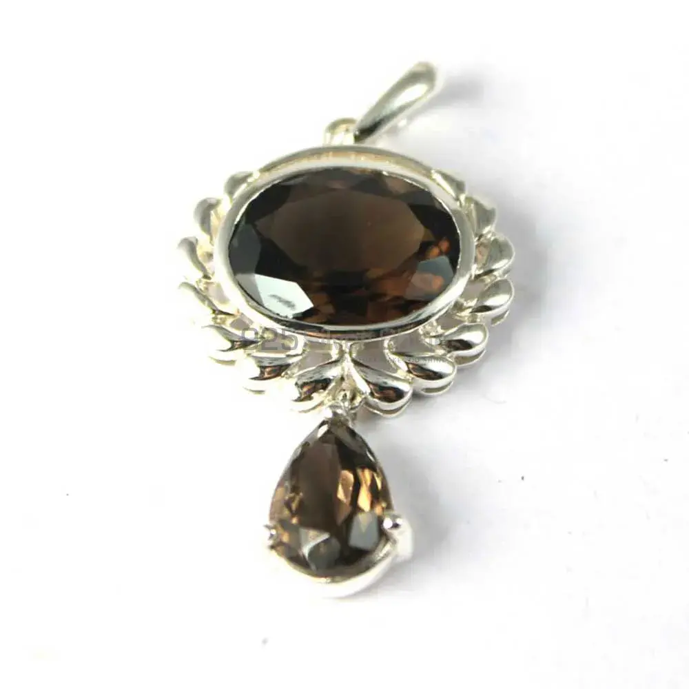 925 Fine Silver Pendants In Smokey Gemstone Jewelry 925SP231-1_1