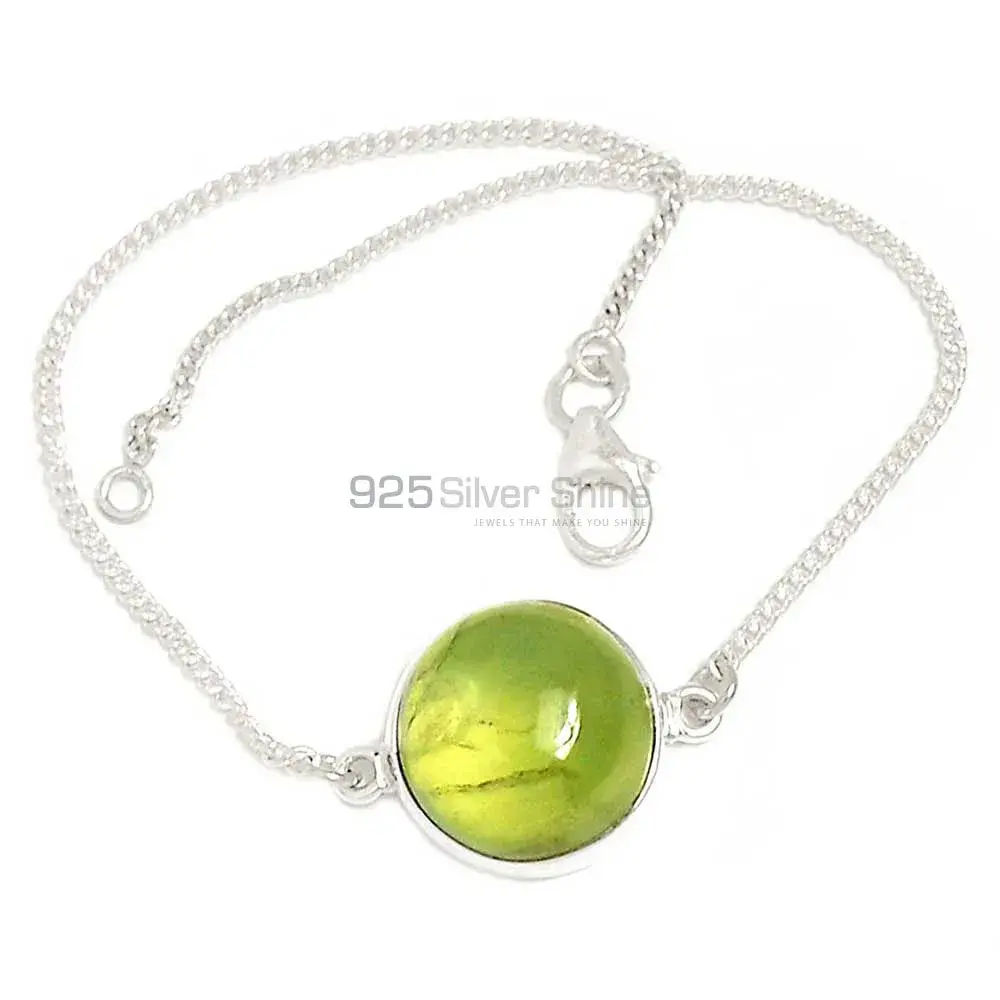 Top Quality 925 Solid Silver Bracelets Exporters In Prehnite Gemstone Jewelry 925SB303-3