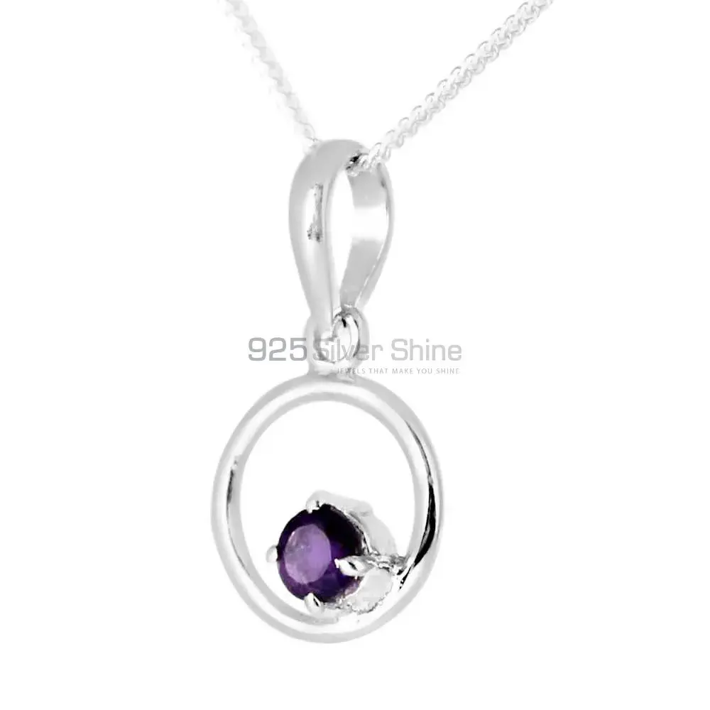 Top Quality 925 Solid Silver Pendants Exporters In Amethyst Gemstone Jewelry 925SP247-4