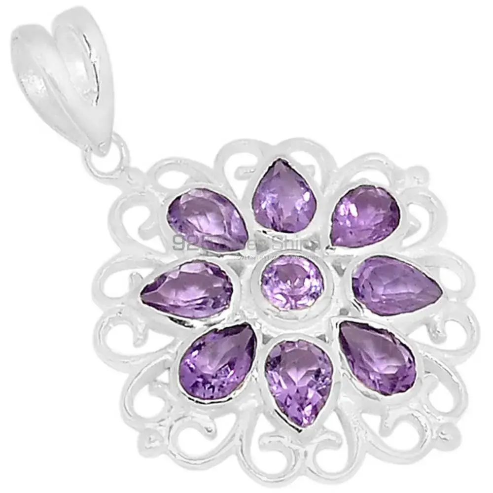 925 Solid Silver Pendants In Amethyst Gemstone Jewelry 925SSP315-1_0