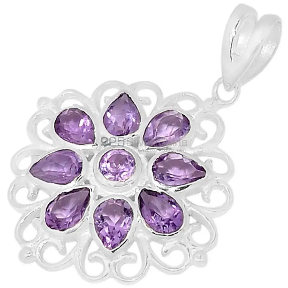 Top Quality 925 Solid Silver Pendants Exporters In Amethyst Gemstone Jewelry 925SSP315-1_0