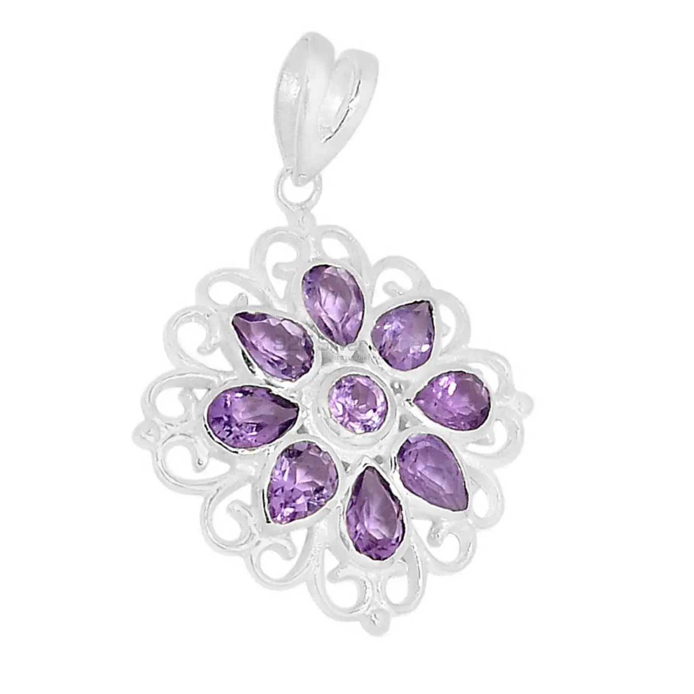 Top Quality 925 Solid Silver Pendants Exporters In Amethyst Gemstone Jewelry 925SSP315-1_1