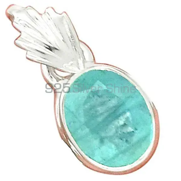 Top Quality 925 Solid Silver Pendants Exporters In Blue Topaz Gemstone Jewelry 925SP156