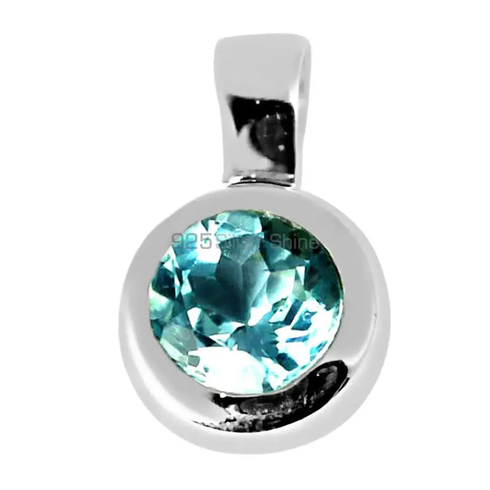 Top Quality 925 Solid Silver Pendants Exporters In Blue Topaz Gemstone Jewelry 925SP262-7_0