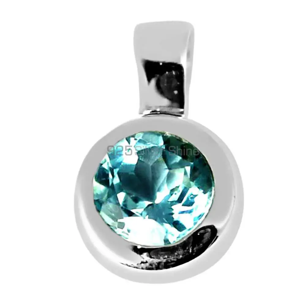 925 Solid Silver Pendants In Blue Topaz Gemstone Jewelry 925SP262-7_1
