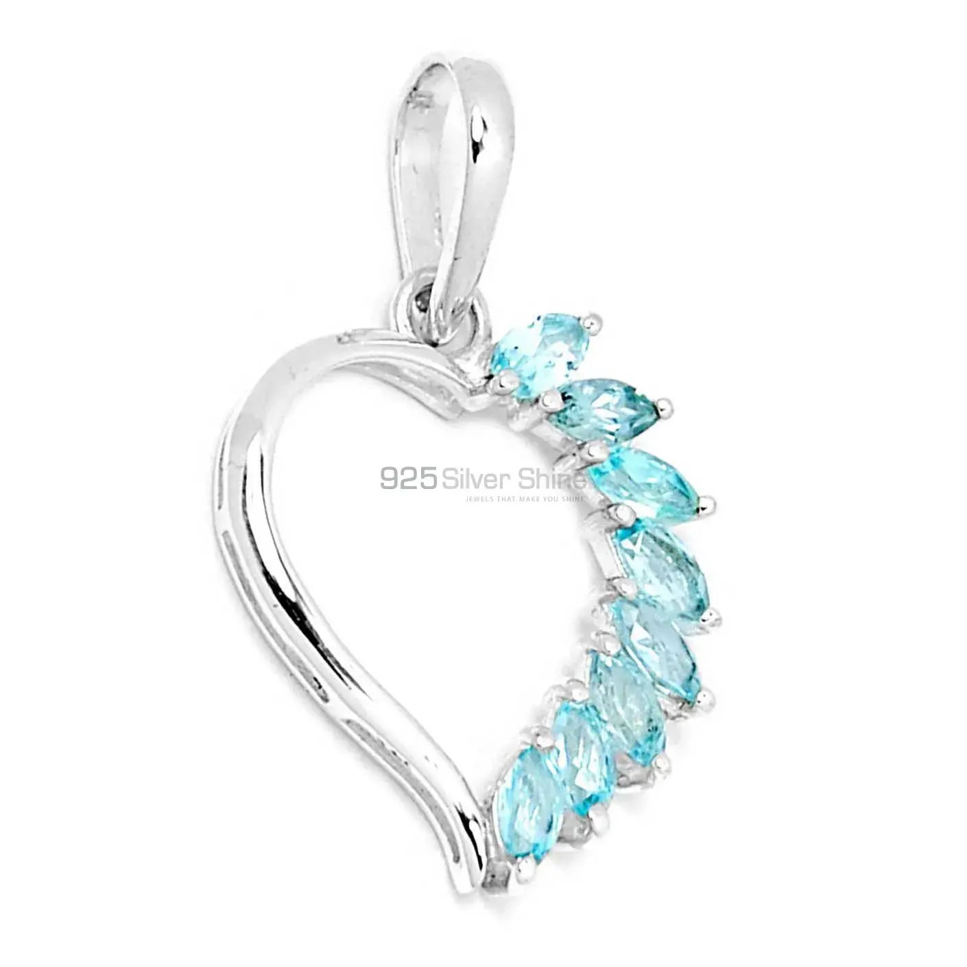 Top Quality 925 Solid Silver Pendants Exporters In Blue Topaz Gemstone Jewelry 925SSP304-2_0