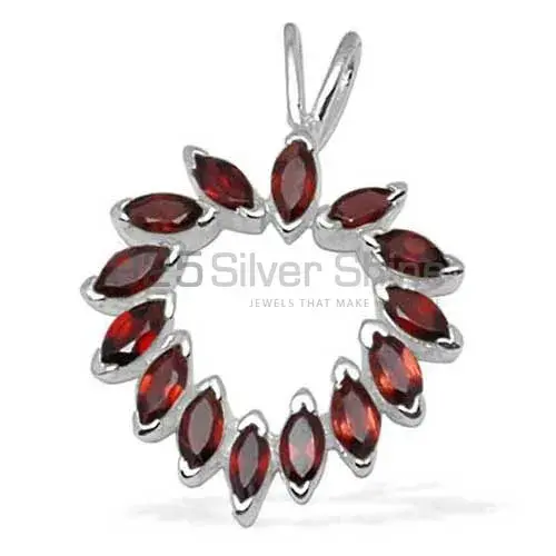 925 Solid Silver Pendants In Garnet Gemstone Jewelry 925SP1379_0