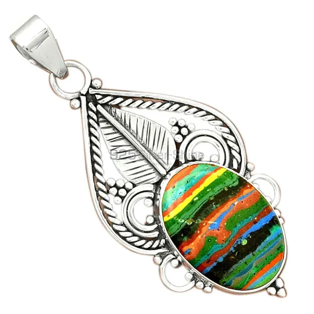 925 Solid Silver Pendants In Golden Rutile Gemstone Jewelry 925SP087-2_0