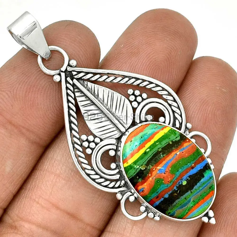 925 Solid Silver Pendants In Golden Rutile Gemstone Jewelry 925SP087-2_1