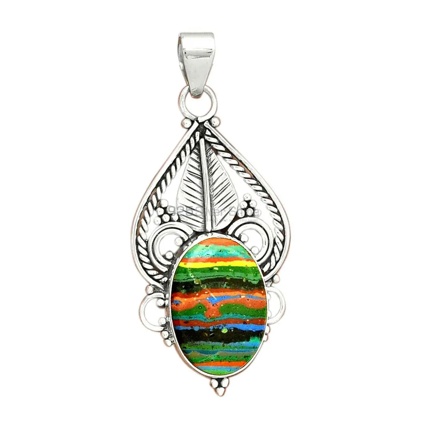 925 Solid Silver Pendants In Golden Rutile Gemstone Jewelry 925SP087-2_2