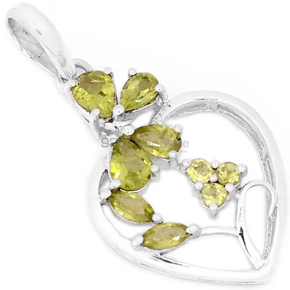 Top Quality 925 Solid Silver Pendants Exporters In Lemon Quartz Gemstone Jewelry 925SP270-3