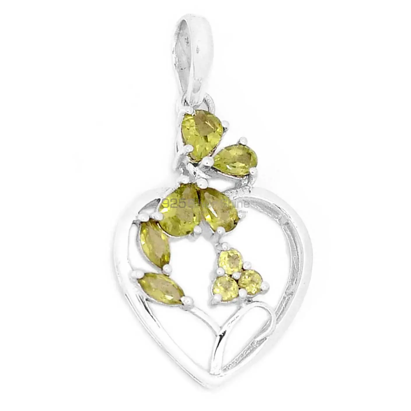 Top Quality 925 Solid Silver Pendants Exporters In Lemon Quartz Gemstone Jewelry 925SP270-3_1