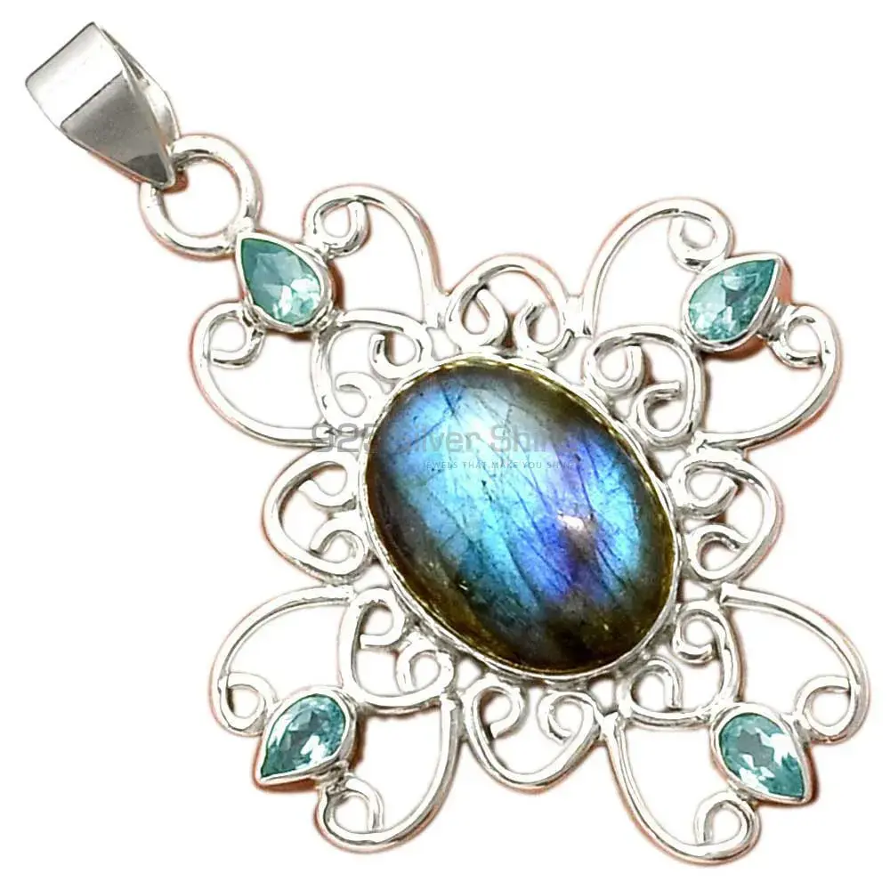 Top Quality 925 Solid Silver Pendants Exporters In Multi Gemstone Jewelry 925SP097-4