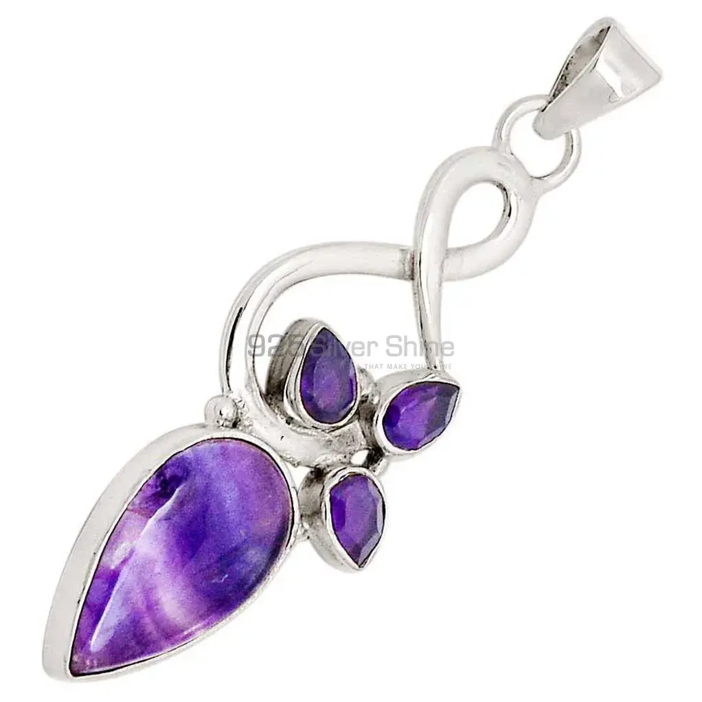 Top Quality 925 Solid Silver Pendants Exporters In Multi Gemstone Jewelry 925SP109-2_1
