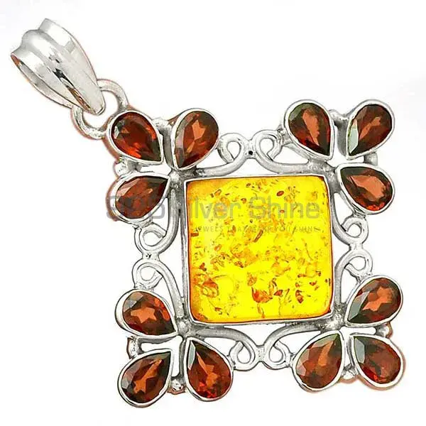 Top Quality 925 Solid Silver Pendants Exporters In Multi Gemstone Jewelry 925SP37-2