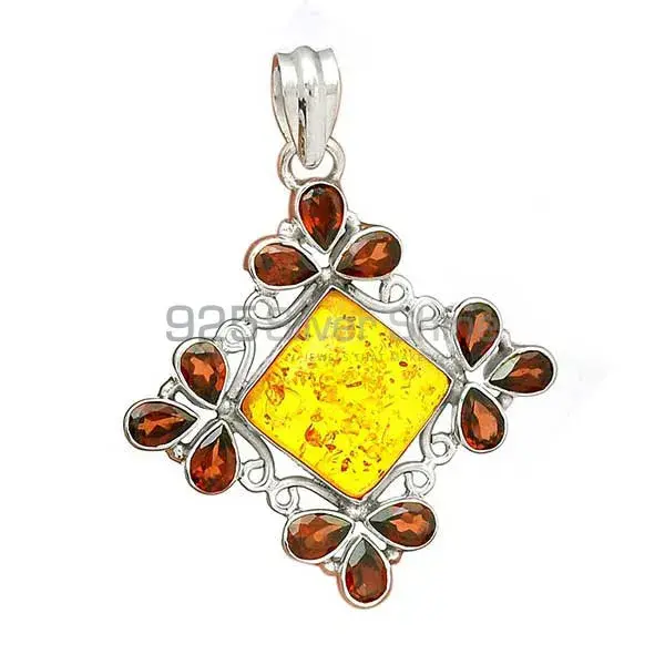 Top Quality 925 Solid Silver Pendants Exporters In Multi Gemstone Jewelry 925SP37-2_1
