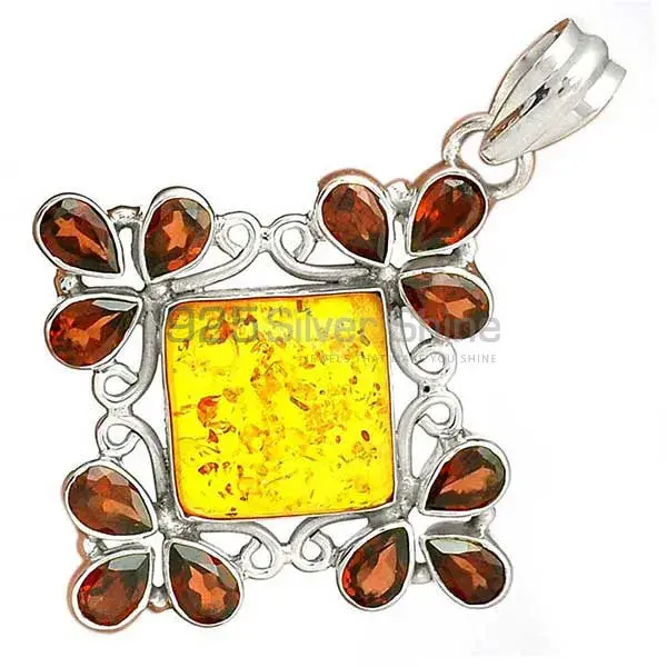 Top Quality 925 Solid Silver Pendants Exporters In Multi Gemstone Jewelry 925SP37-2_2