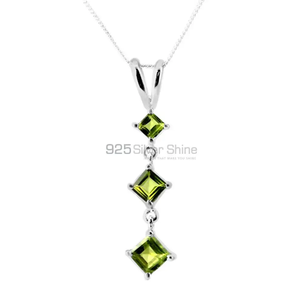 925 Solid Silver Pendants In Peridot Gemstone Jewelry 925SP214-6_0