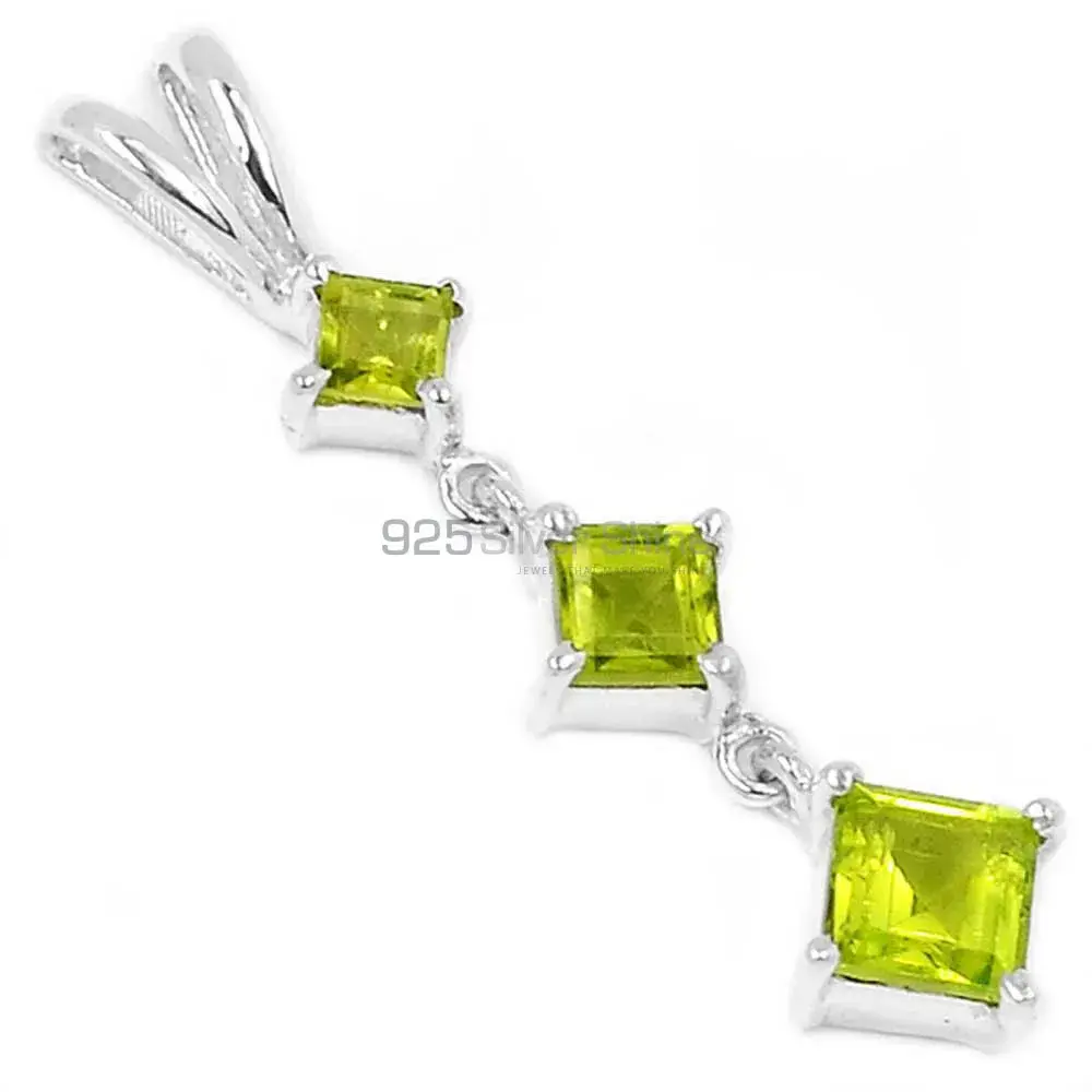 Top Quality 925 Solid Silver Pendants Exporters In Peridot Gemstone Jewelry 925SP214-6_0