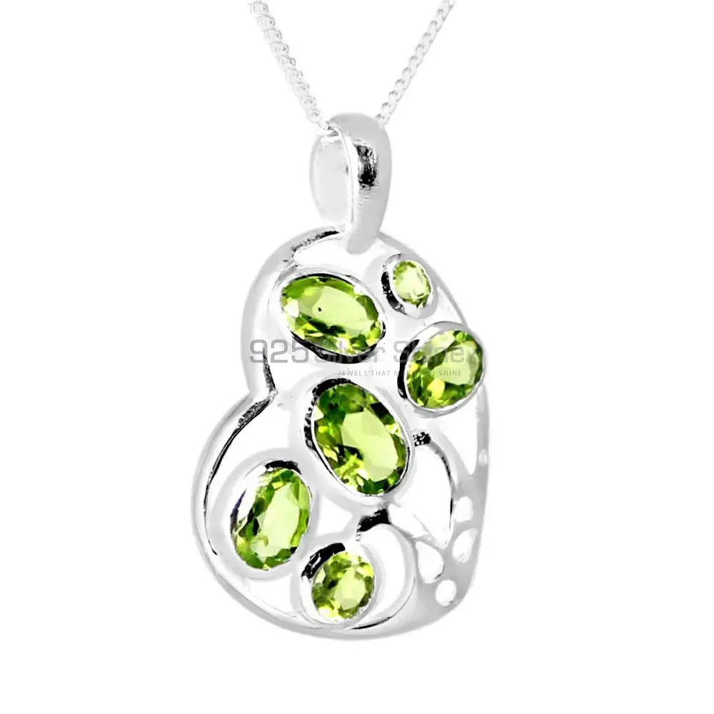Top Quality 925 Solid Silver Pendants Exporters In Peridot Gemstone Jewelry 925SP230-4