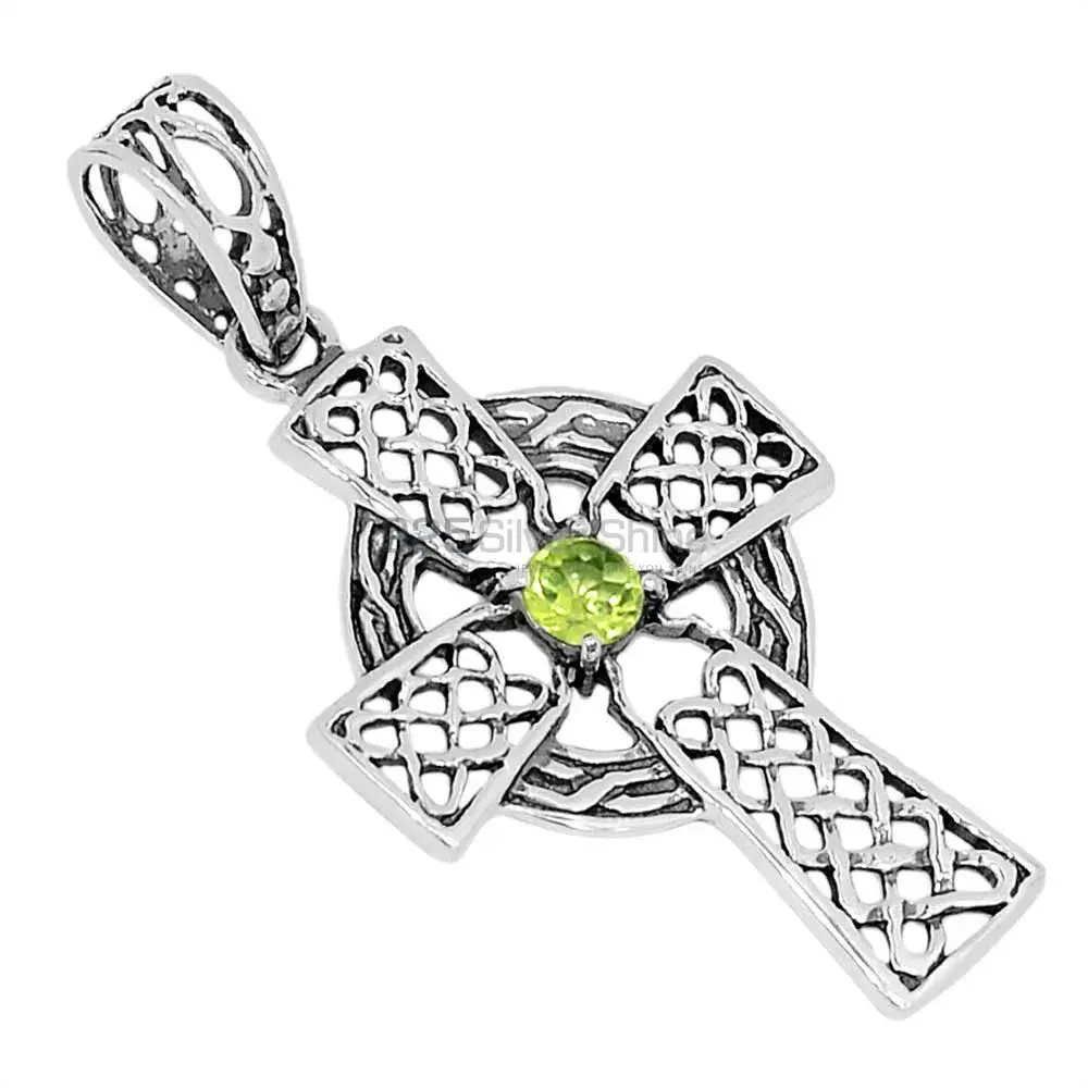 Top Quality 925 Solid Silver Pendants Exporters In Peridot Gemstone Jewelry 925SSP342-3
