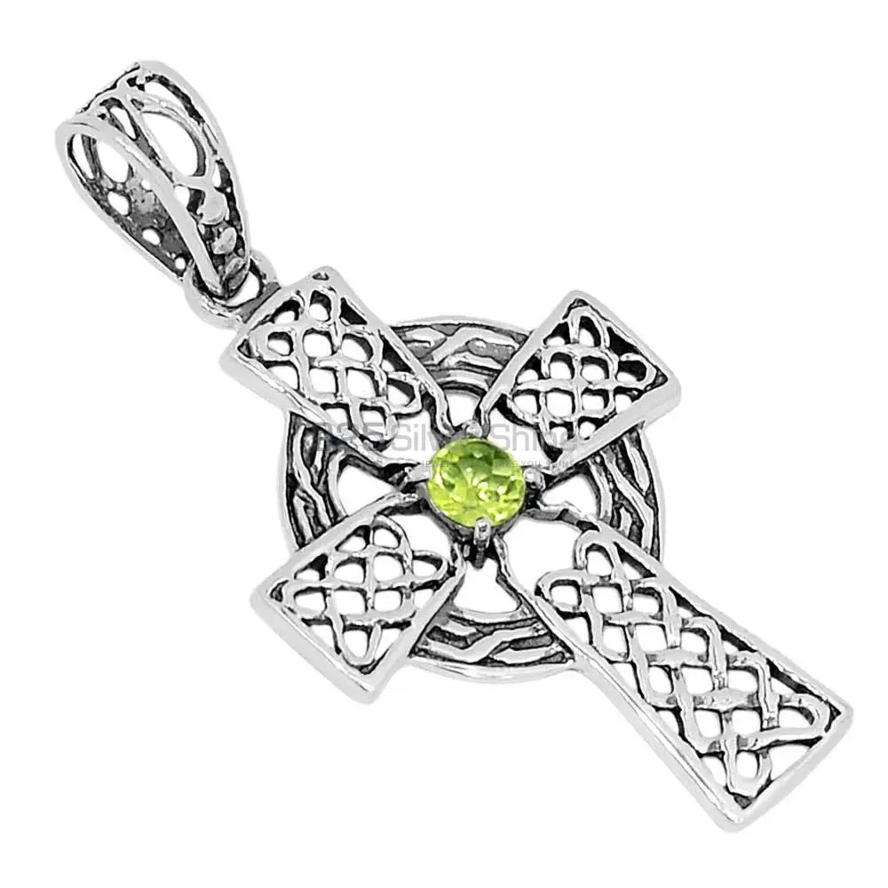 925 Solid Silver Pendants In Peridot Gemstone Jewelry 925SSP342-3_0