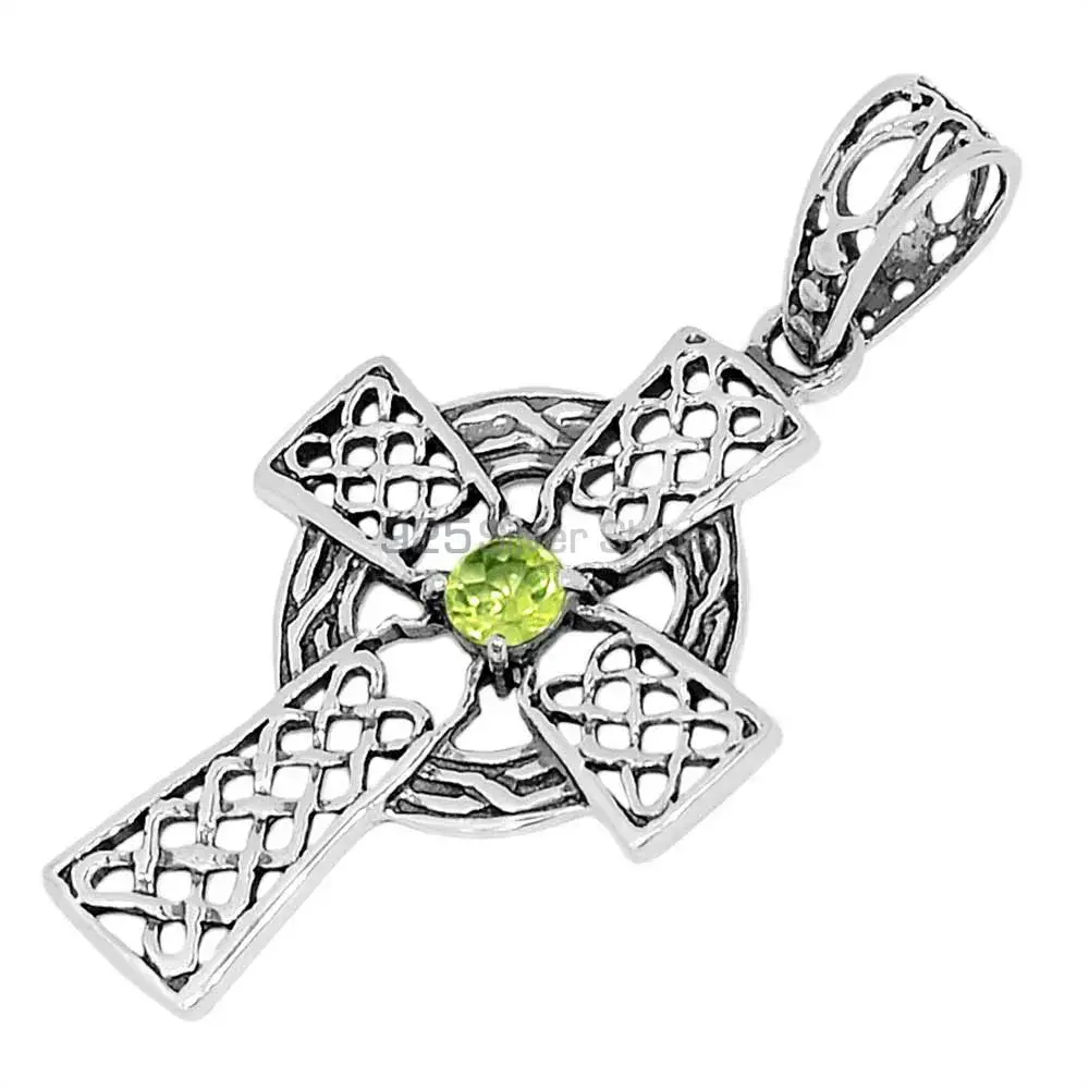 Top Quality 925 Solid Silver Pendants Exporters In Peridot Gemstone Jewelry 925SSP342-3_0