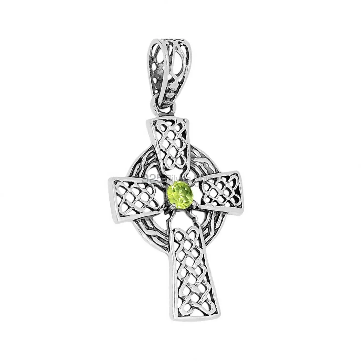 Top Quality 925 Solid Silver Pendants Exporters In Peridot Gemstone Jewelry 925SSP342-3_1