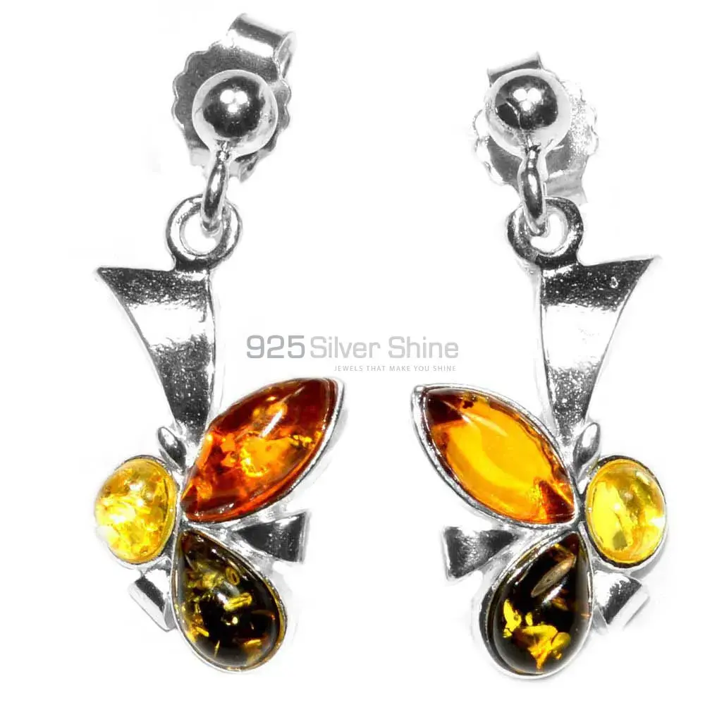 Top Quality 925 Sterling Silver Earrings In Amber Gemstone Jewelry 925SE2932